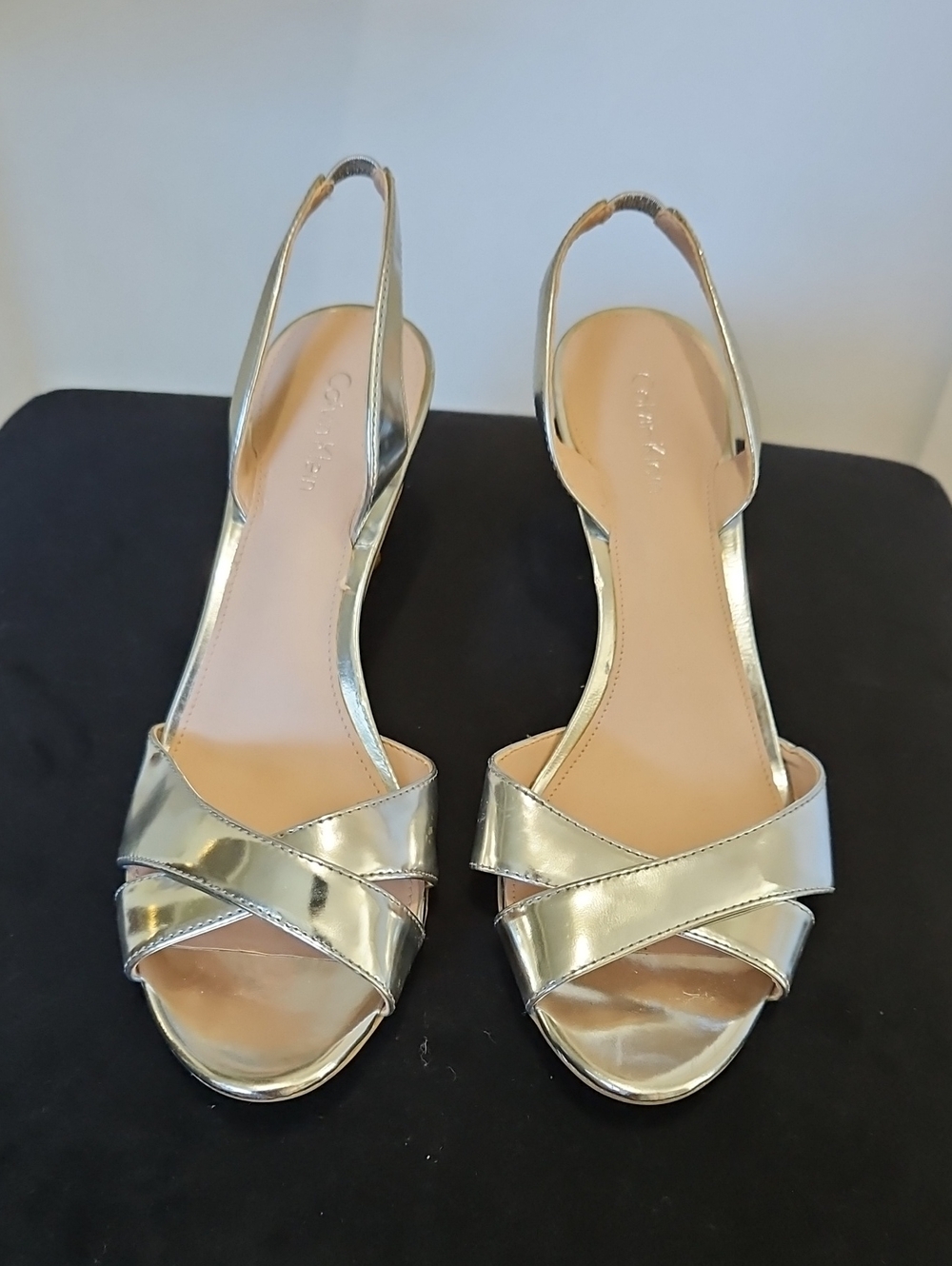 Calvin Klein Metallic Silver Slingback Sandals